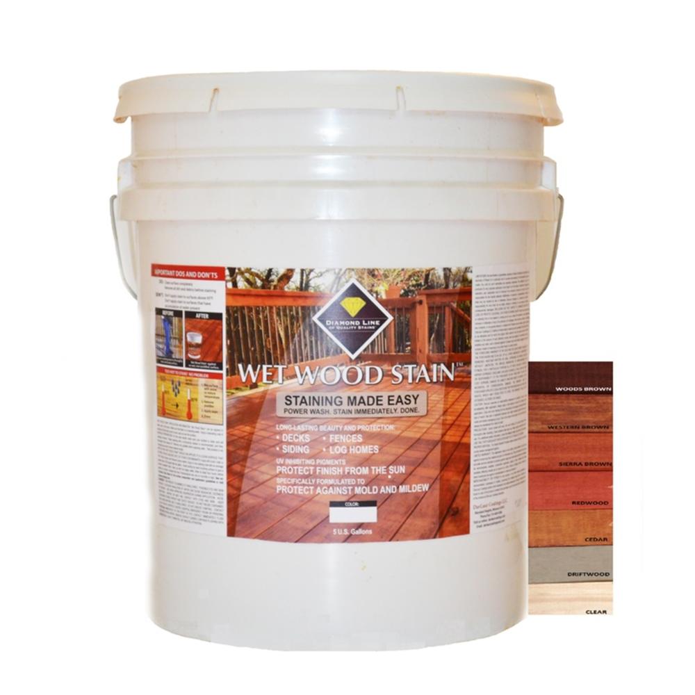 Diamond Line Redwood Wet Wood Stain 5 Gal SemiTransparent Deep