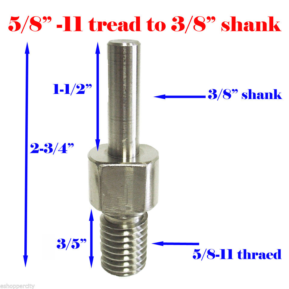 Core Drill Bit Adapter Convert 5//8/”-11 Female to 3//8/” Hex Shank for Electric Drill