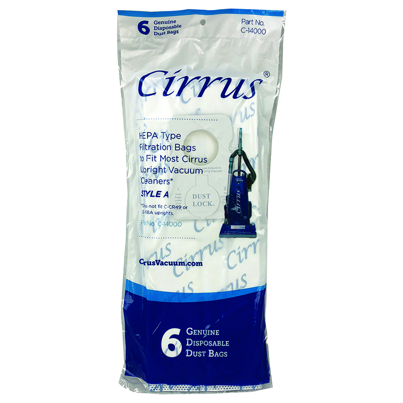 Cirrus Hepa Type A model CR99 Vacuum Cleaner 6 Pack Paper Bag # H846CR