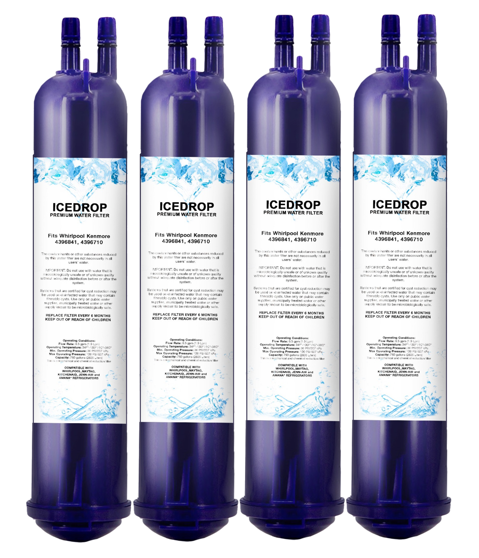 Whirlpool 4396710 4396711 Whirlpool Kitchenaid Kenmore 9030 Refrigerator Water Filter Pack