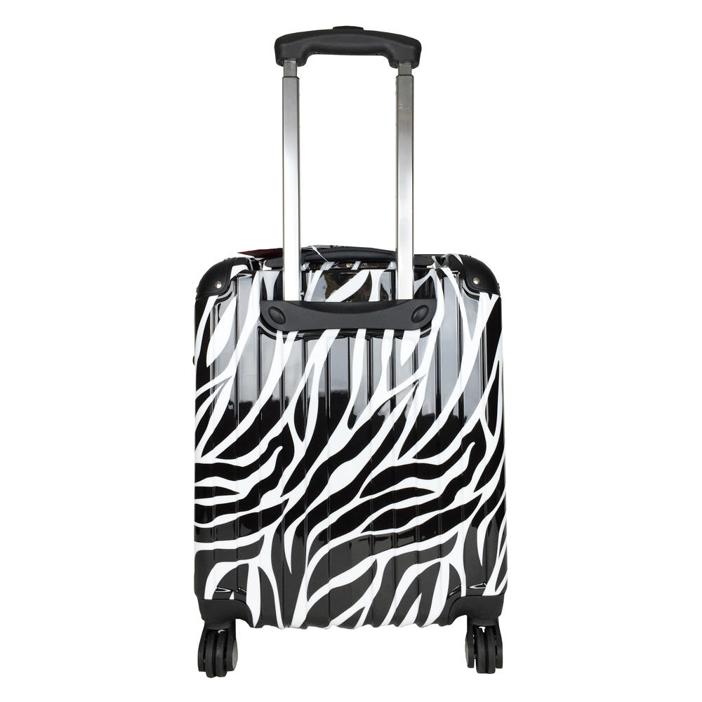 Armor-Lite Carryon Travel Bag Rolling 4wheel Spinner Lightweight Luggage Case Hardside Zebra