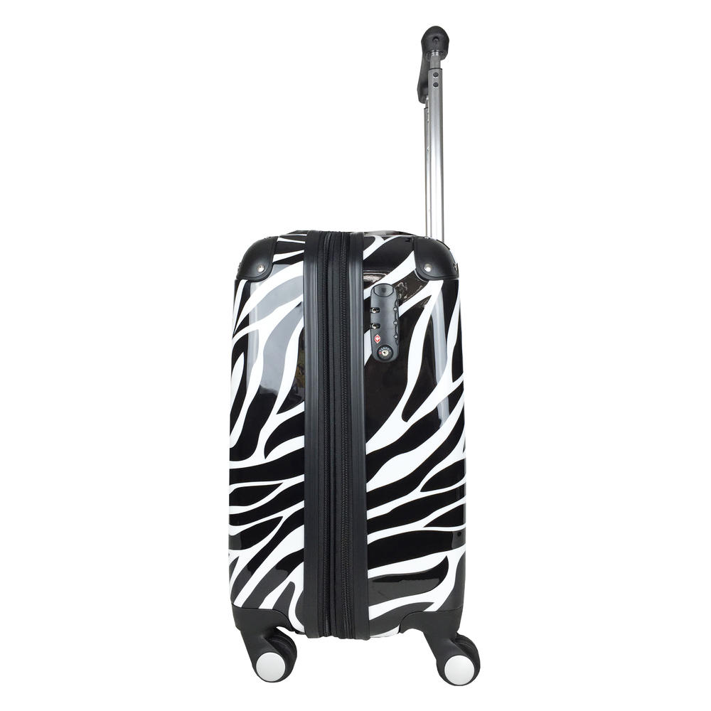 Armor-Lite Carryon Travel Bag Rolling 4wheel Spinner Lightweight Luggage Case Hardside Zebra