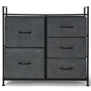 Globe House Products Ghp 32 5 X11 5 X30 Dark Coffee Iron Frame Mdf Cloth Storage Cabinet With Drawers