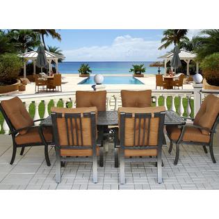 Heritage Outdoor Living B00q77e8ik Barbados Outdoor Patio 7pc Set With Series 4000 44 X 86 Rectangle Table Includes Cushions Antique Bronze Finish