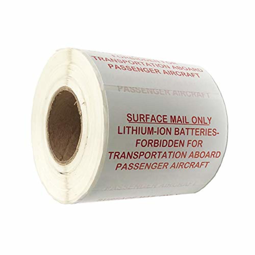 CW Label Lithium-ion Batteries Surface Mail Only Labels 2 x 3 Inch 500 Stickers Per Roll