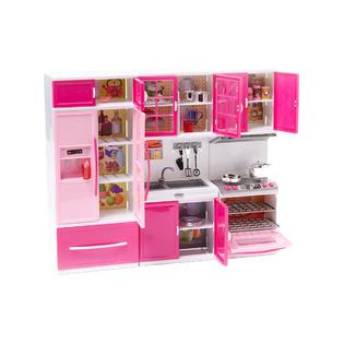 Dash Toyz Princess Deluxe Full Modern Kitchen Set Stove Refrigerator Sink Toy Doll Kitchen Playset W Light Sound Food Kitchen Accessorie