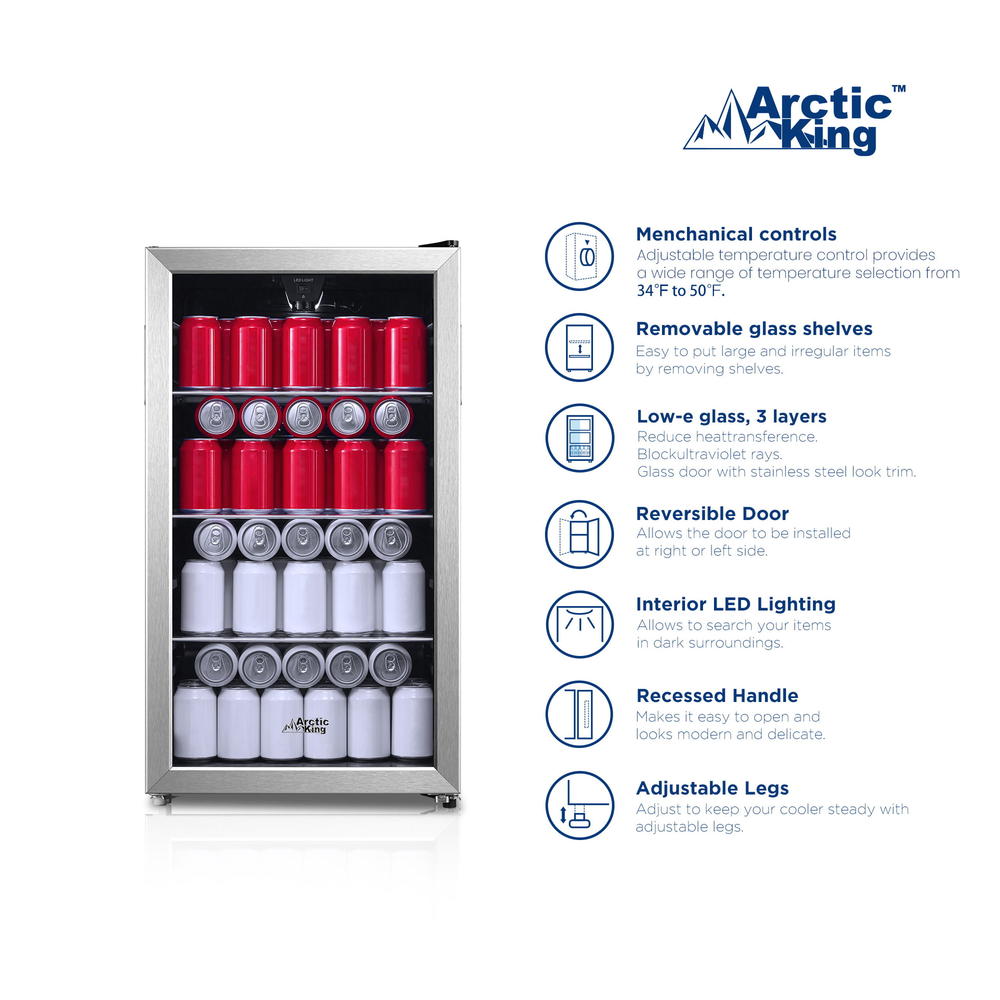 Arctic King 115 Can Beverage Cooler, Stainless Steel frame