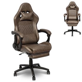 Odaof Gaming Chair Office Chair Pc Gaming Chair Large Size High Back Ergonomic Racing Seat With Retractible Footrest Racing Style Pu