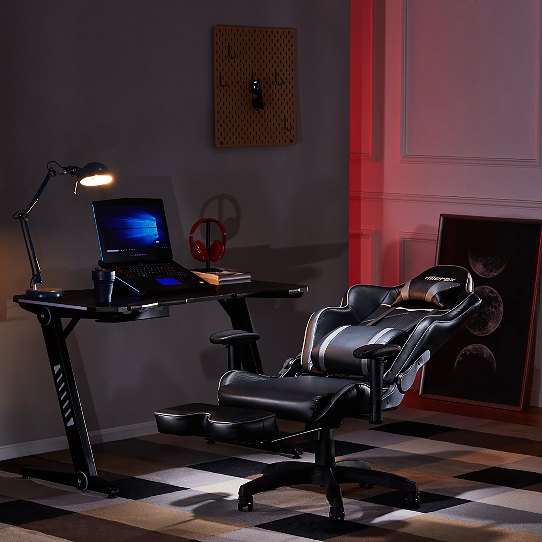 gaming desk with lights