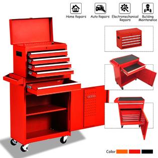 Odaof 5 Drawer Rolling Tool Chest With Wheels And Drawers Mobile Lockable Tool Storage Cabinet Detachable Organizer Tool Box Combo