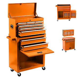 Odaof 8 Drawer Rolling Tool Chest Metal Tool Box Organizer With Wheels And Drawers Tool Cabinets And Storage Orange