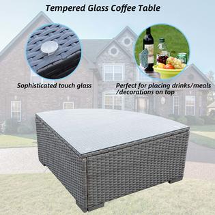 Odaof Hg020144 Gray 6 Piece Outdoor Patio Furniture Set Pe Rattan Wicker Patio Sofa Set Outdoor Sectional Furniture With Throw Pillows Cushions Tem