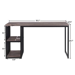 Odaof Home Office Computer Desk 55 Inch Writing Desk With 2 Storage Shelves On Left Or Right Stable Metal Frame Easy Assembly