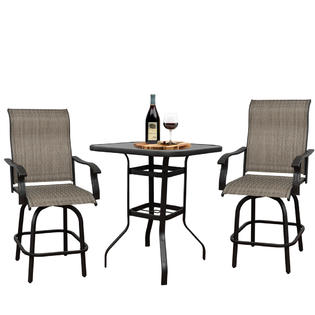 Odaof R3pcs Bar 3pcs Patio Swivel Bar Set All Weather Outdoor Furniture Height Bistro Bar Chair Table Set With 360 Degree Swivel Suitable For Y