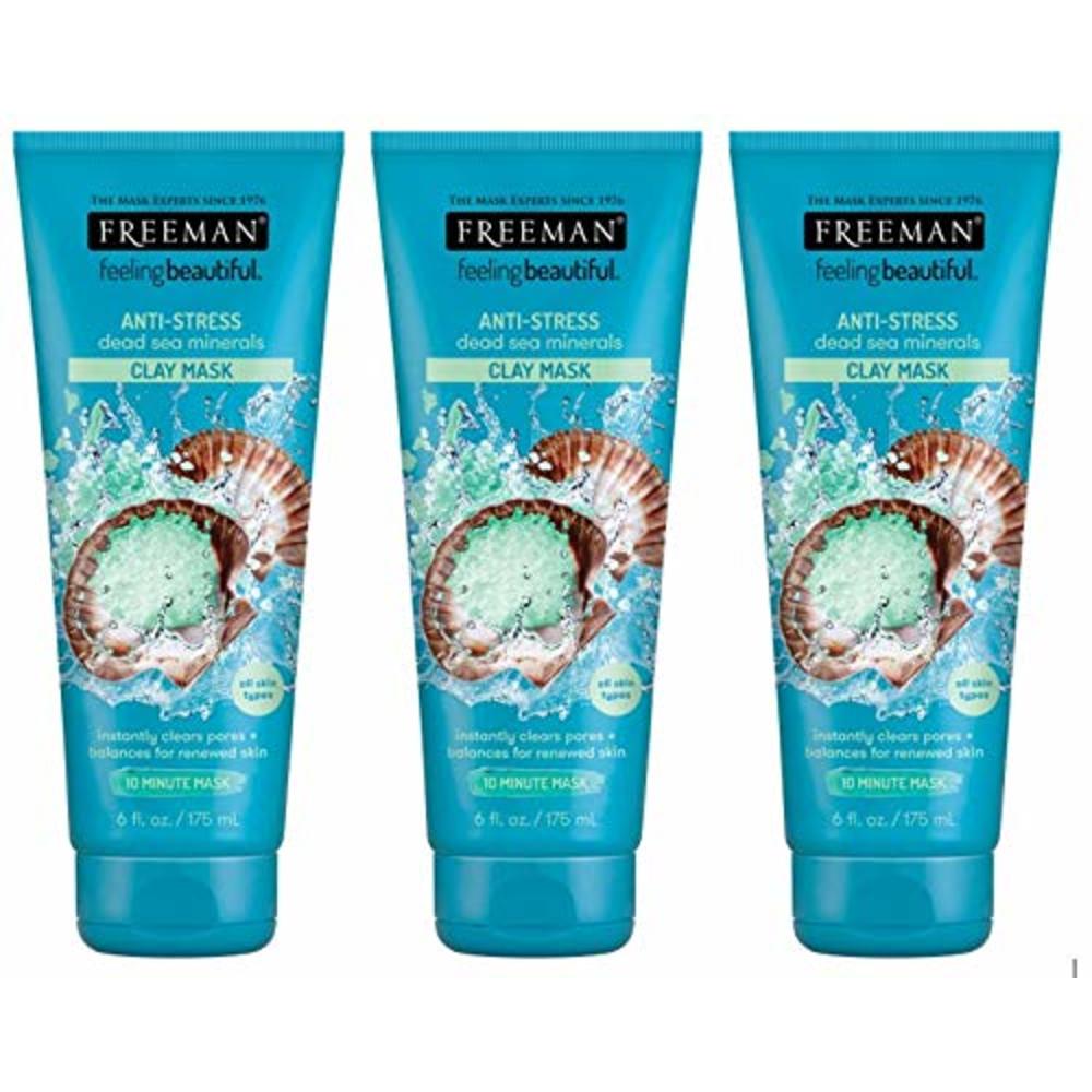 Freeman Anti-Stress Clay Facial Mask with Dead Sea Minerals 3 Pack