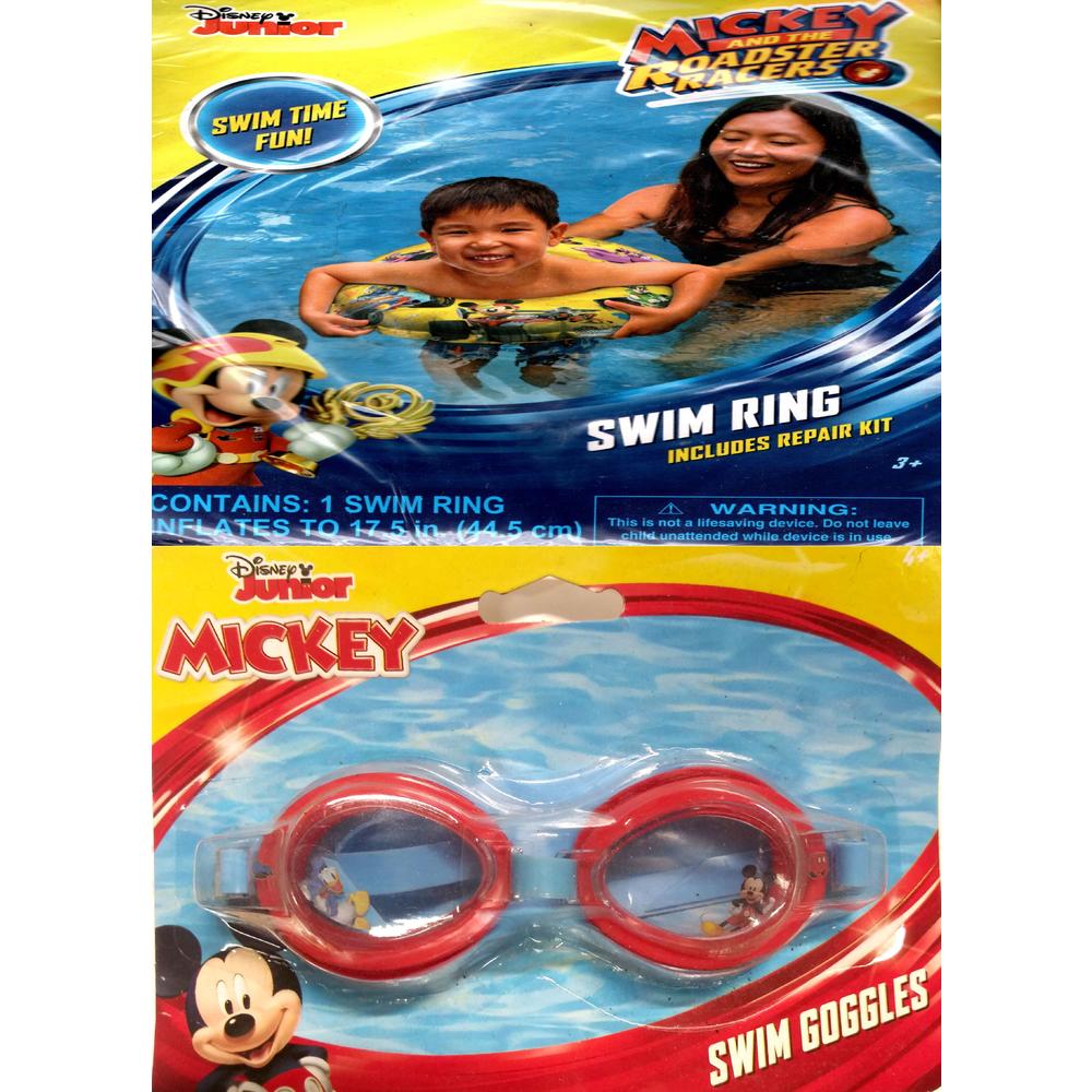 Disney Junior Mickey and the Roadster - 17.5" Swim Ring + Swim Goggles Set of 2