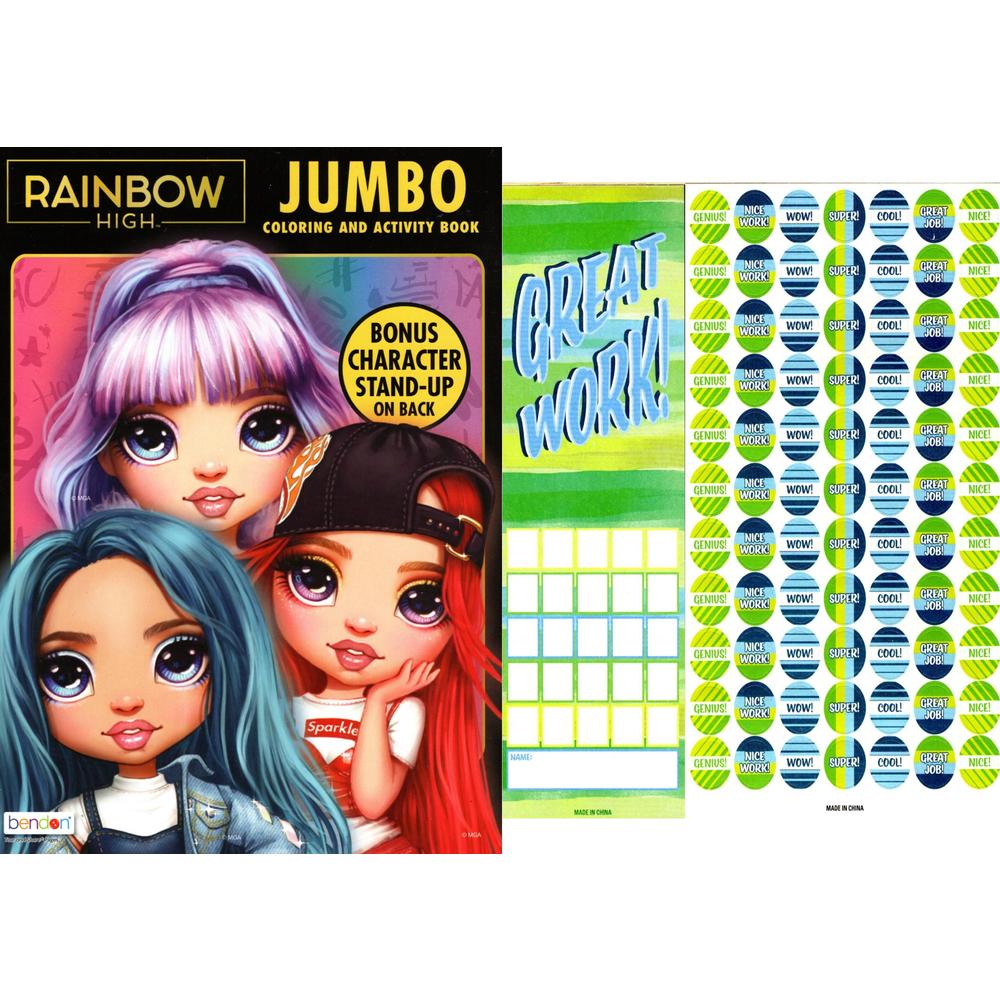 Bendon Rainbow High - Jumbo Coloring & Activity Book + Award Stickers and Charts