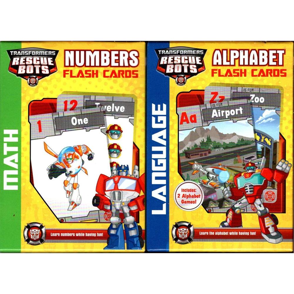 Hasbro Transformers Rescue Bots Flash Cards - Numbers, Alphabet - PreK ...
