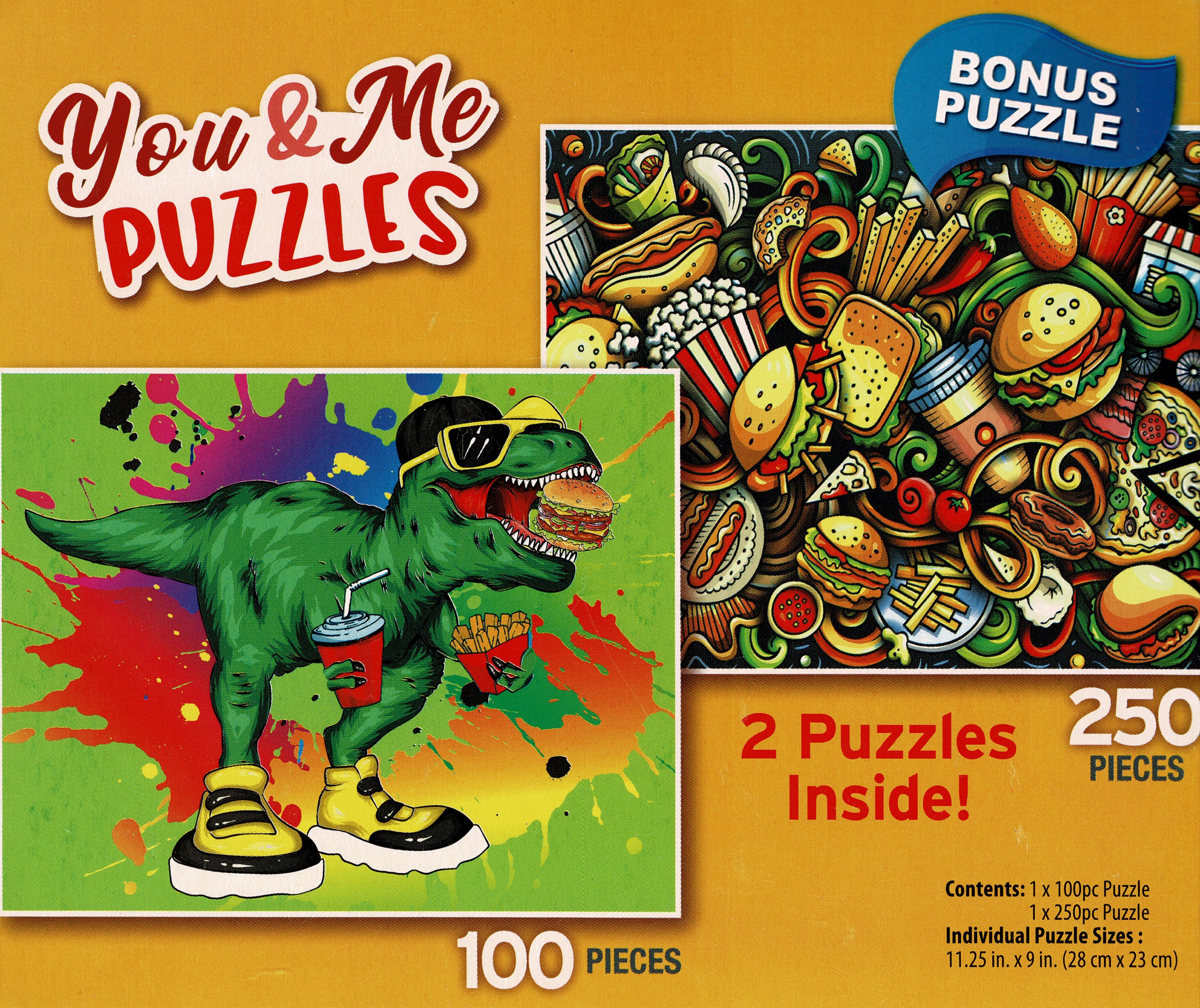 Cra-Z-Art Hangry Dino/Fast Food Doodles - Total 350 Piece, 2 Puzzles Inside