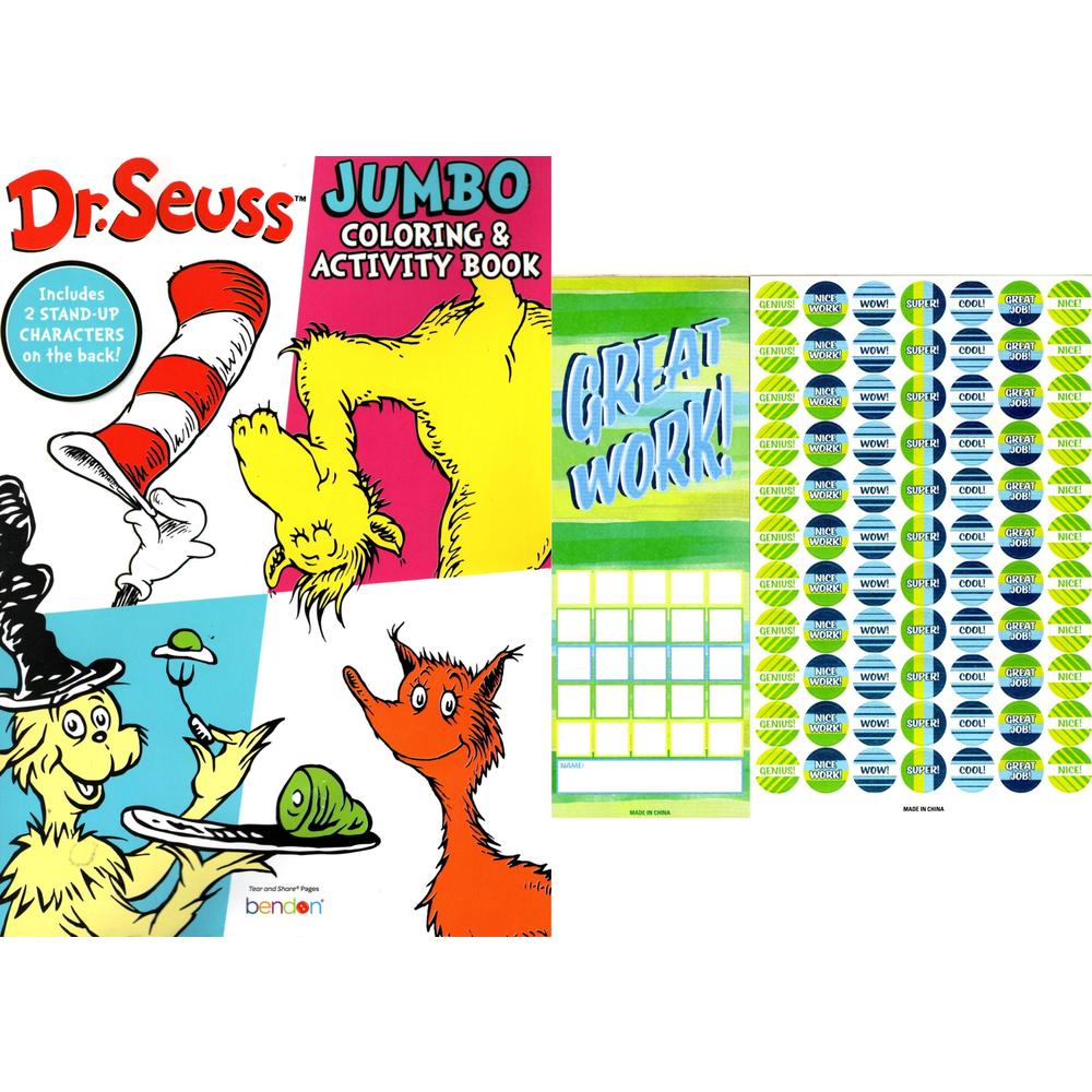 Dr.Seuss Enterprises Dr.Seuss - Jumbo Coloring and Activity Book 80 Pages + Award Stickers and Charts