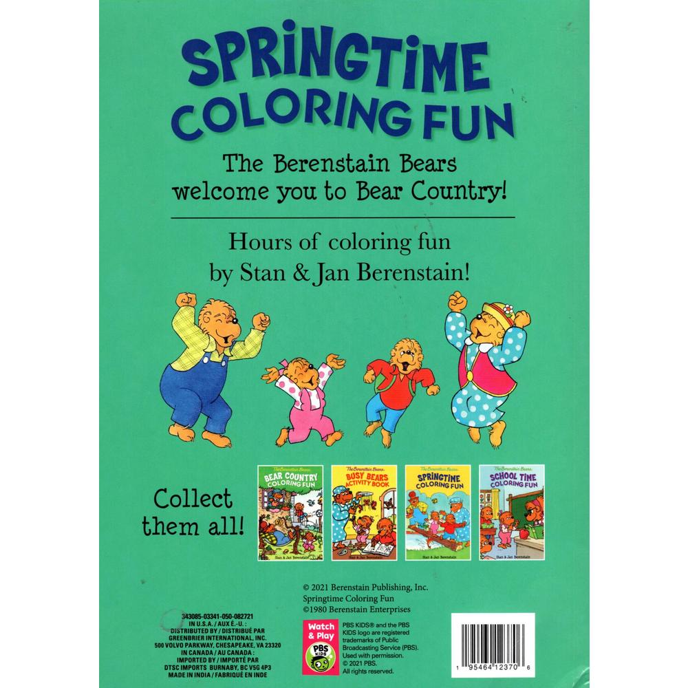 Jan Berenstain The Berenstain Bears - Spring Time, Busy Bears, School Time, Bear Country - Coloring Fun Book