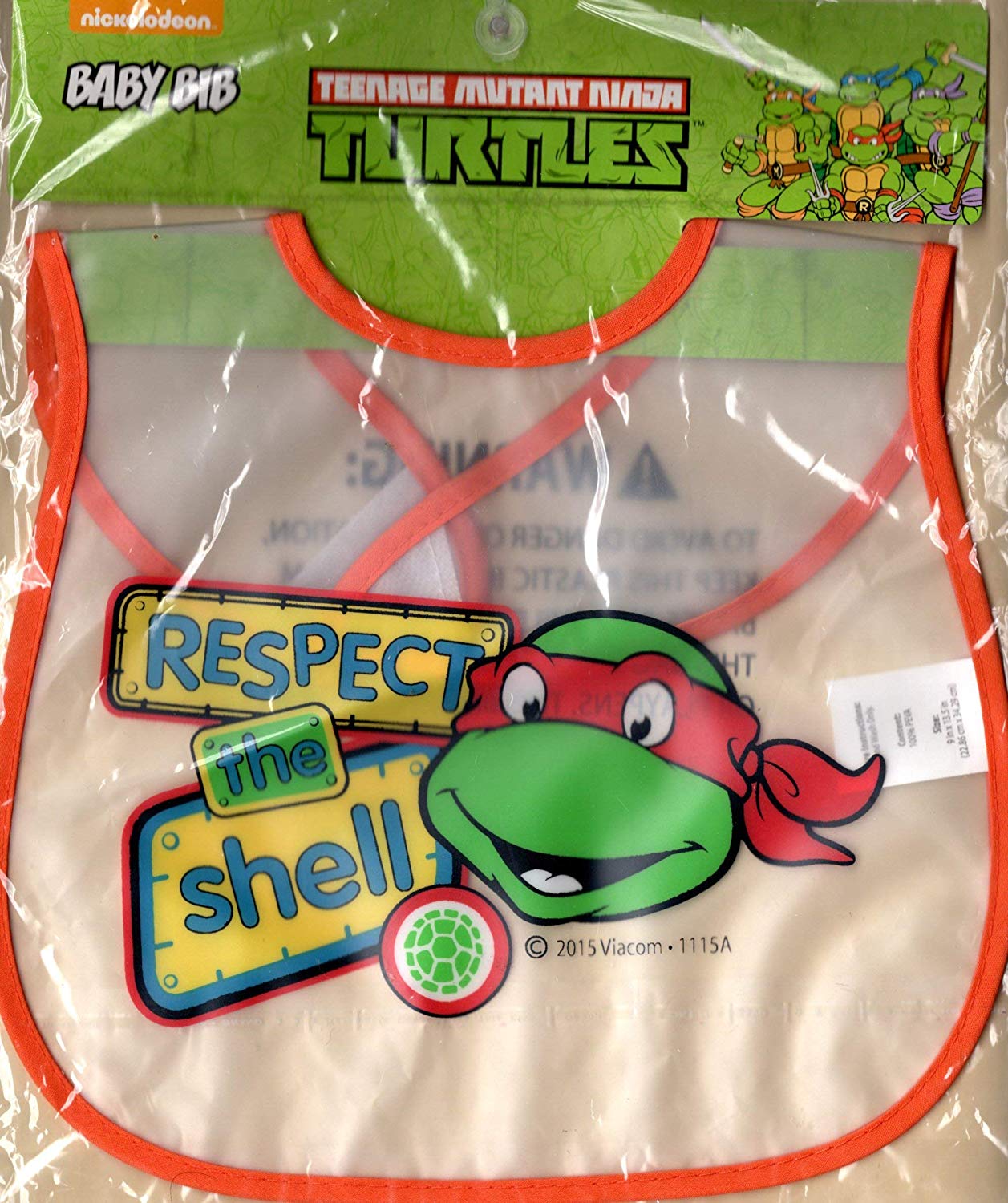 Nickelodeon Teenage Mutant Ninja Turtles Baby Bib Respect The Shell 100% PEVA Velcro Closure Toddler Pack Of 2