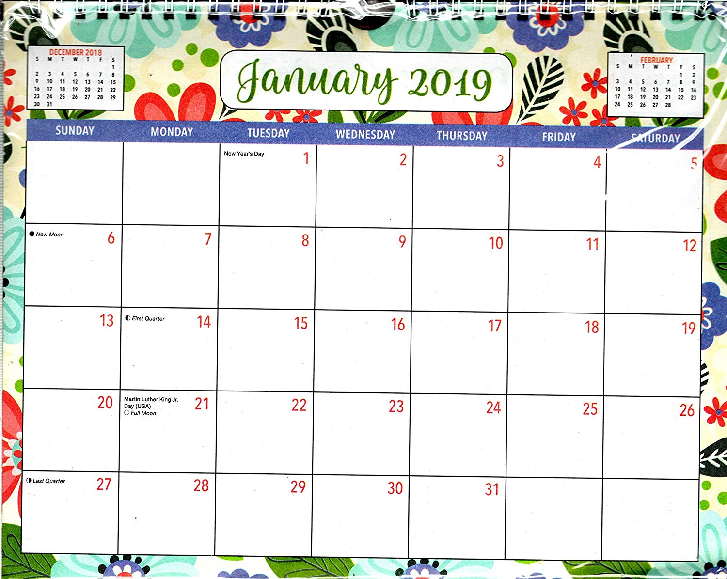 PAPER CRAFT ni2725 2019 Spiral Bound Calendar (Essentials 2019 Calendar  Collection) - 12 Months Desktop - (Edition #3)
