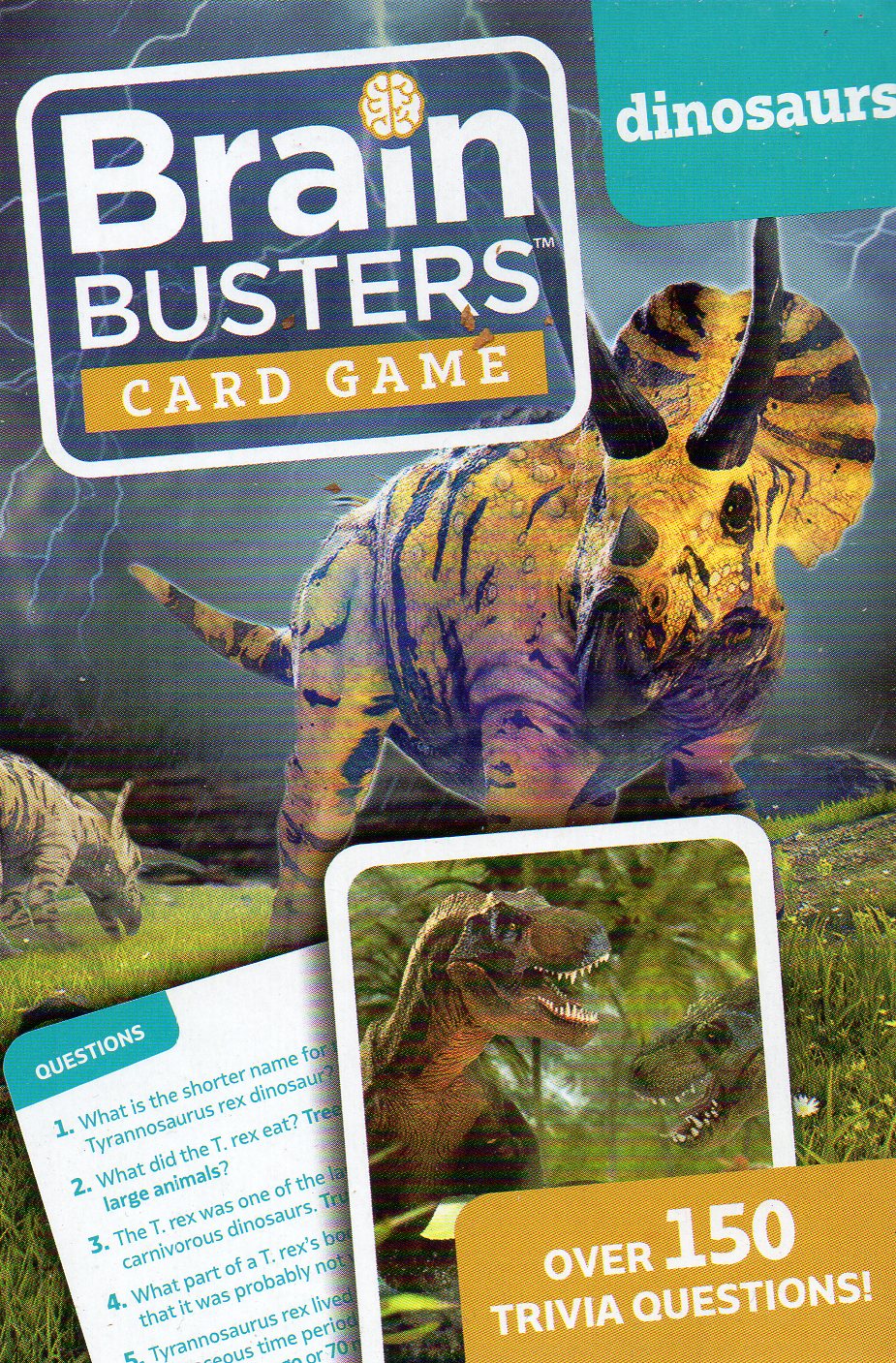 Brain Busters Card Game Dinosaurs With Over 150 Trivia Questions Educational Flash Cards