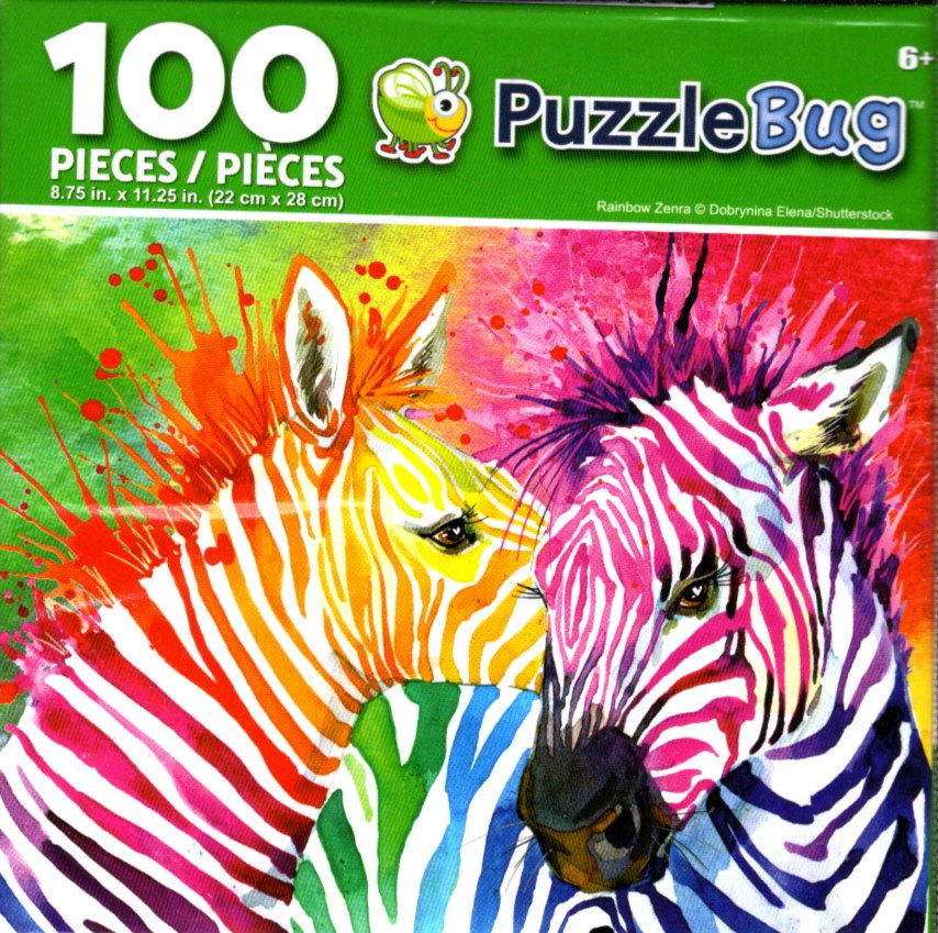 Cra Z Art Rainbow Zebra Puzzlebug 100 Piece Jigsaw Puzzle