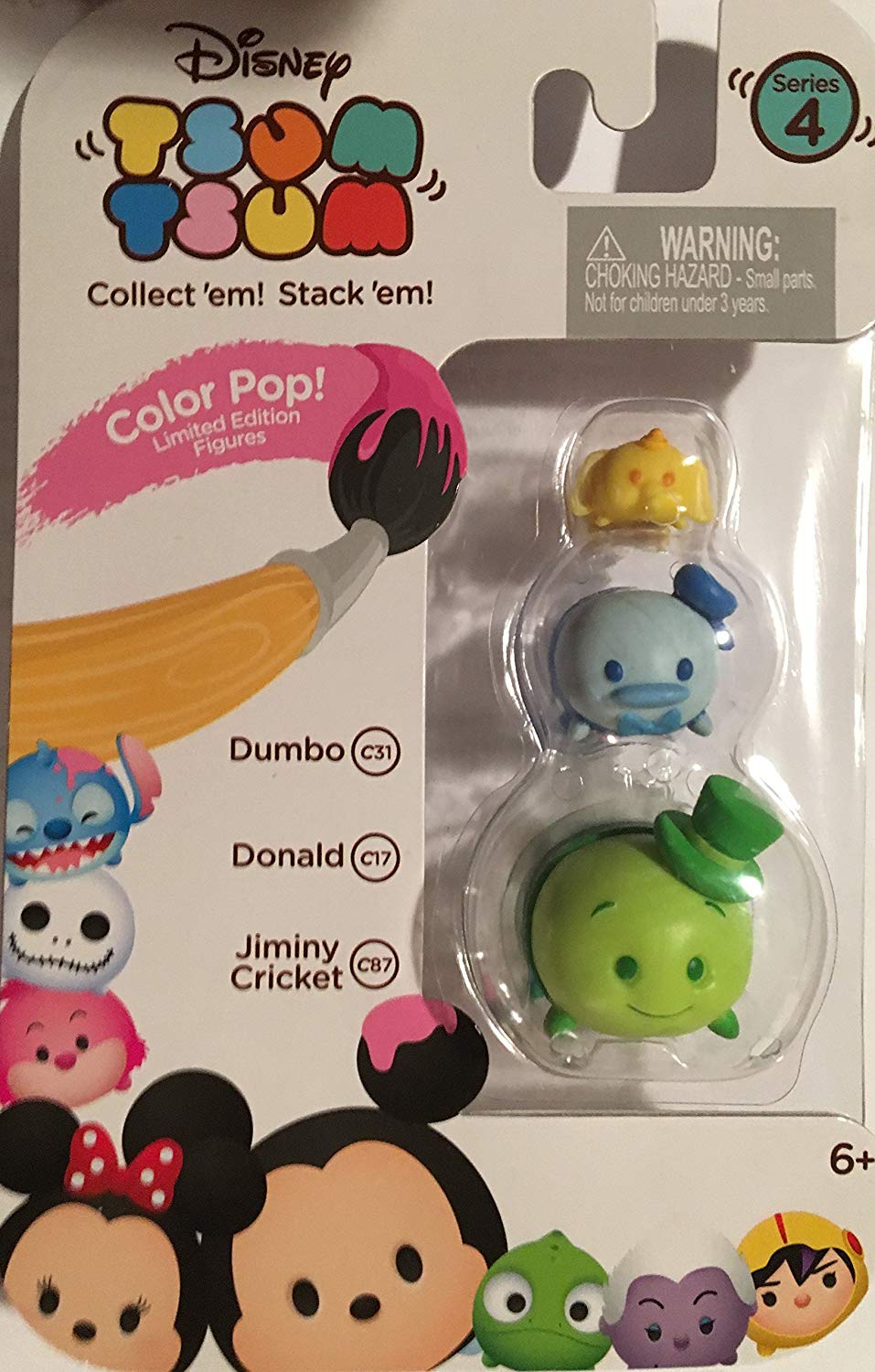 Color Pop! Tsum Tsum 3-Pack Figures: Dumbo/Donald/Jiminy Cricket