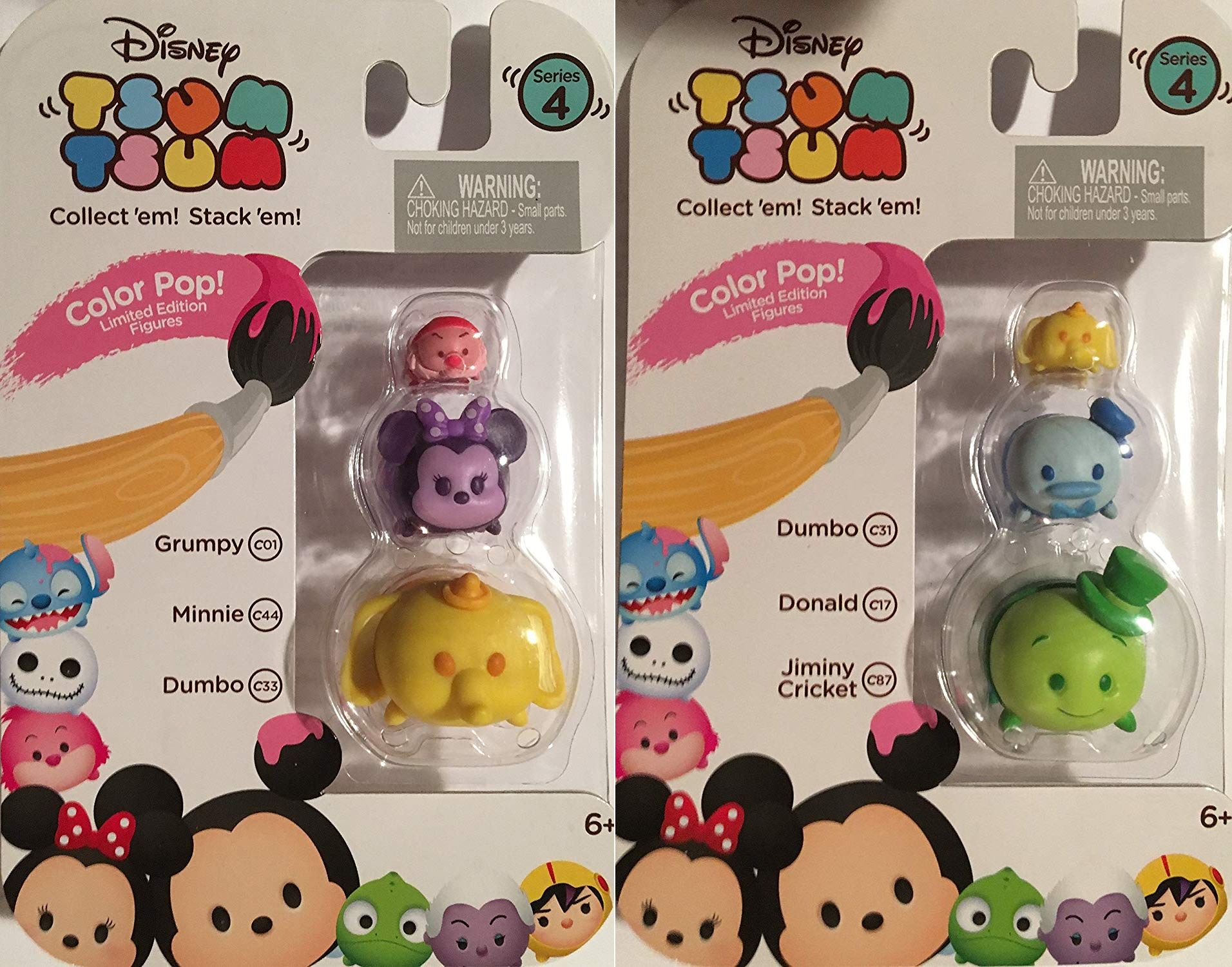 New Disney Tsum Tsum Color POP 3 Pack Limited Edition Figures Donald Grumpy Cat