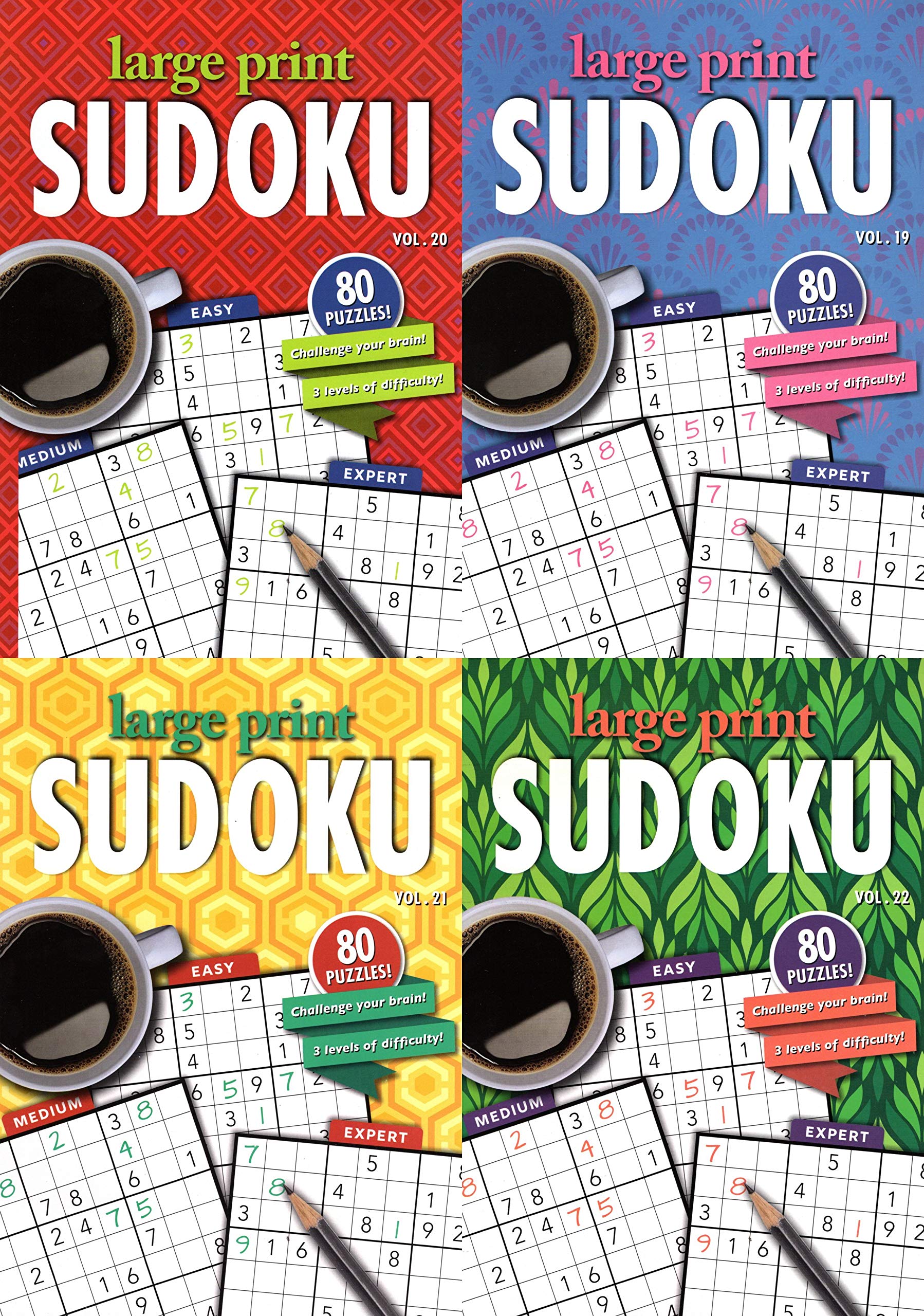 papp large print sudoku puzzle easy medium expert all new puzzles vol 19 22 set of 4 books