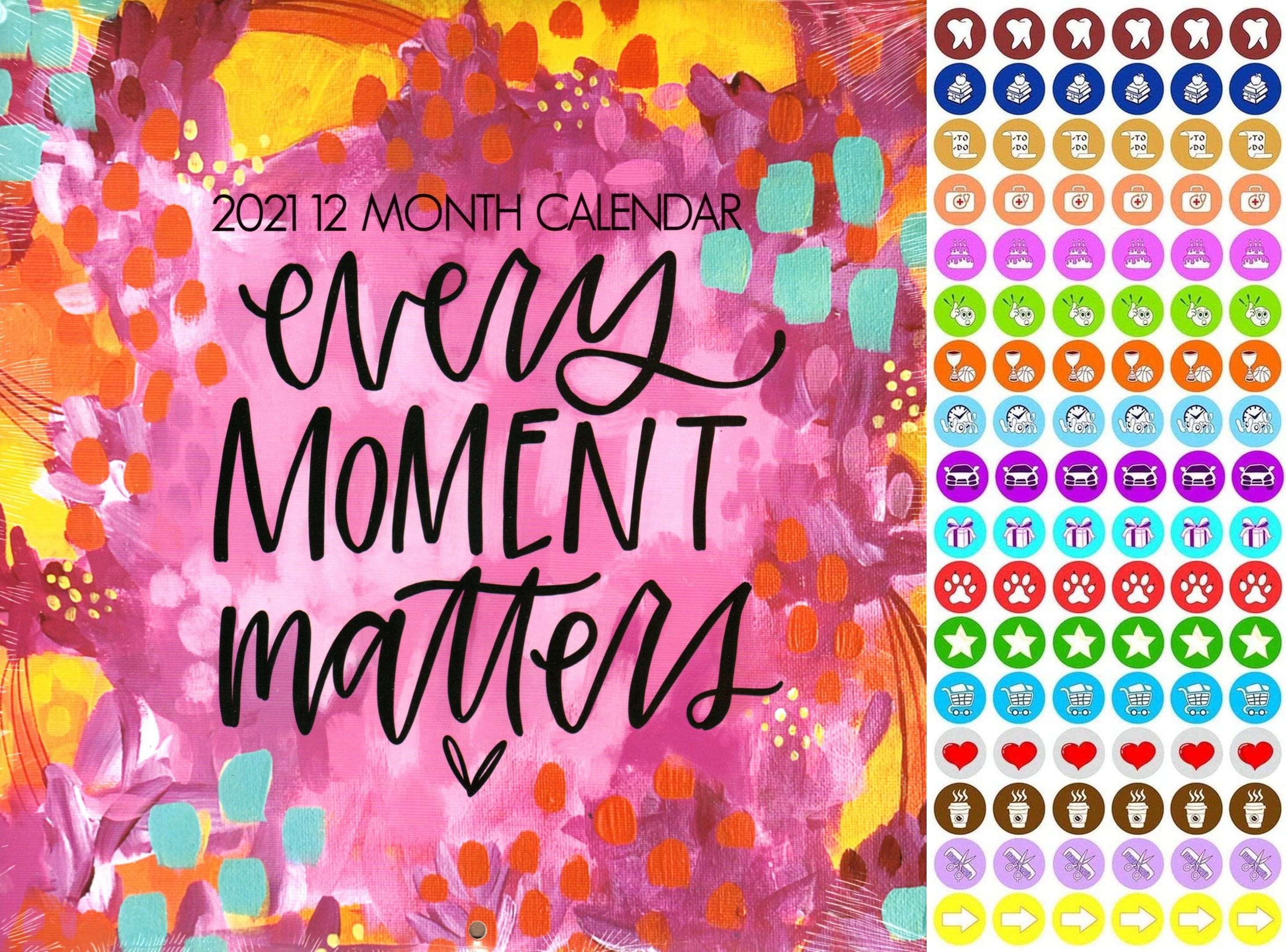 greenbier international 2021 12 Month Wall Calendar - Every Moment Matters - with 100 Reminder Stickers