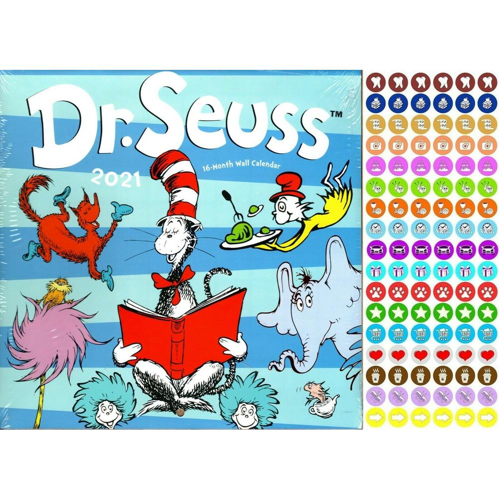 Vista Calendars Dr. Seuss - 16 Month 2021 Wall Calendar - with 100 Reminder Stickers