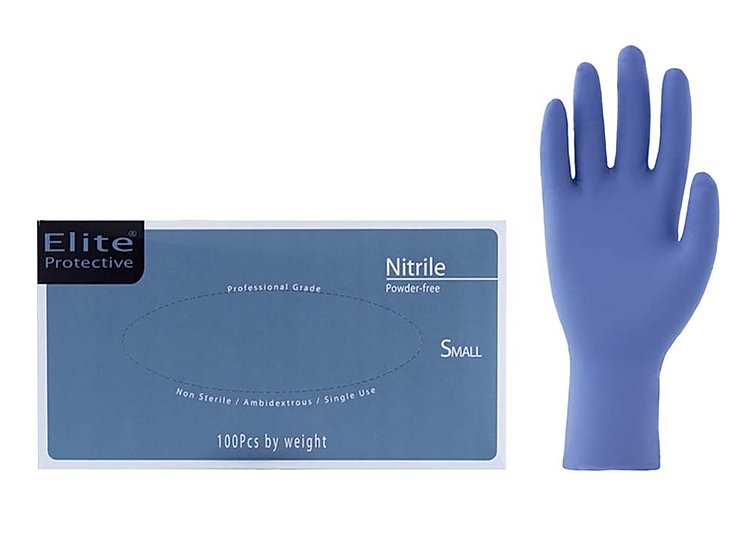 Elite/Safety First NITRILE GLOVES LATEX FREE POWDER FREE, Size M, 100 pieces/box