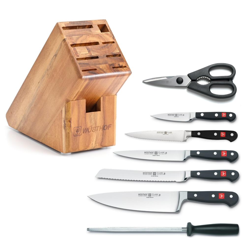 Wusthof Classic 8pc Knife Block Set Acacia Wood