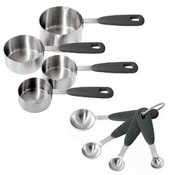 OGGI 8pc Stainless Steel Measuring Cup & Spoon Set with Soft Grip Handles