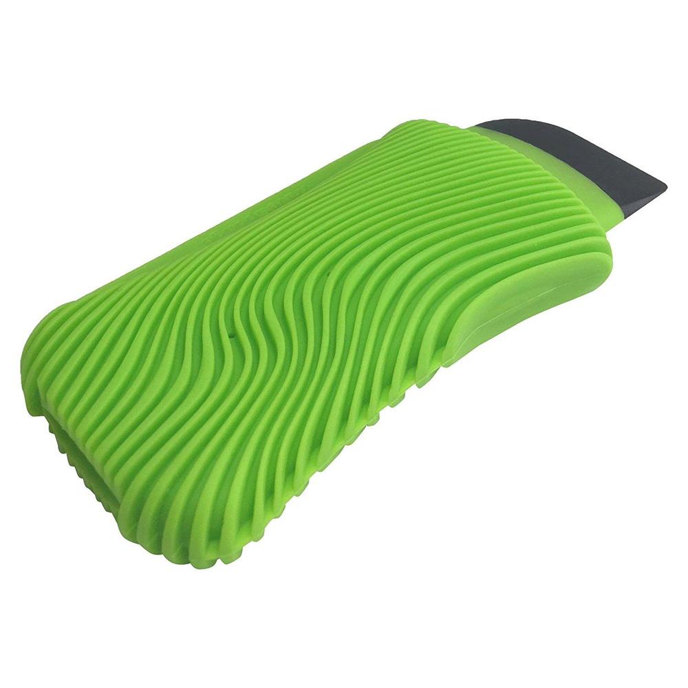 FusionBrands WaveSponge Silicone Scrub Sponge with Squeegee / Scraper - Green