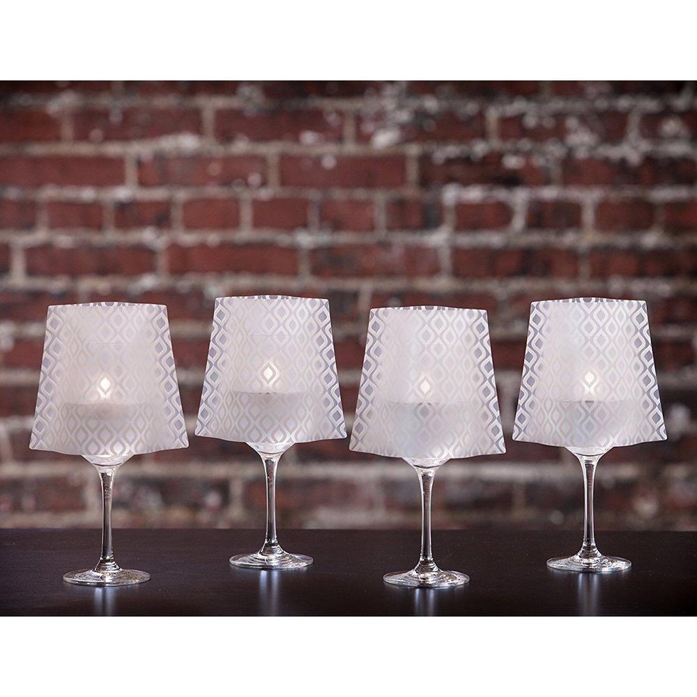 Modgy Lumizu Collapsible 4pc Frosted Wine Glass Shades w/ LED Candles - GiGi