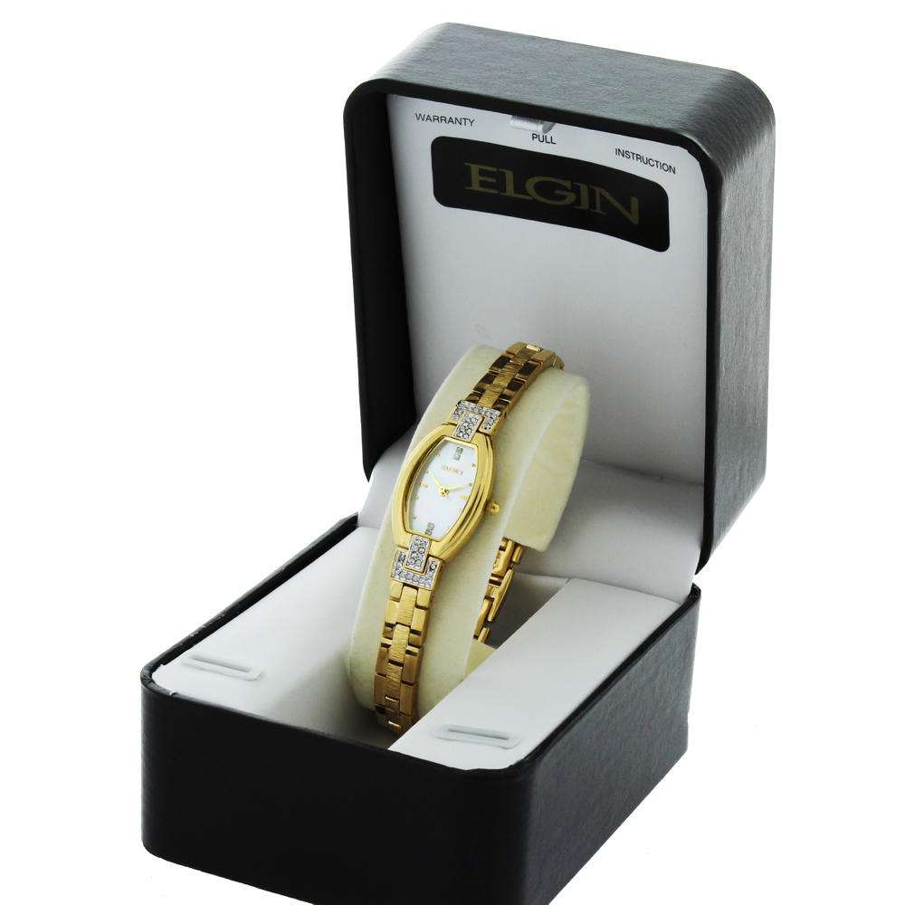 Elgin Ladies Watch #EG176 In Gold Tone With Crystal 18MM
