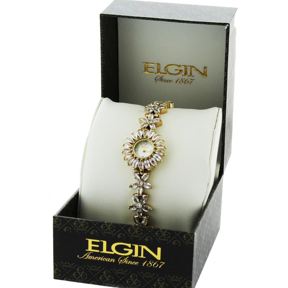 Elgin Ladies Watch #EG721 All Over Crystals Gold Metal Base 24MM