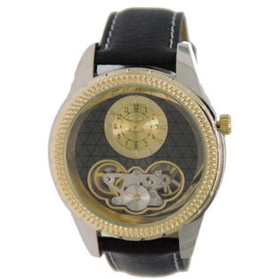 Elgin Mens Genuine Leather Semi Automatic Watch TWO TONE