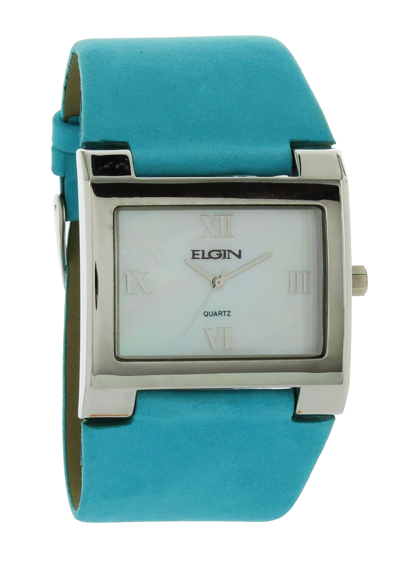 Ladies Beautiful Light Blue Gossip Genuine Leather Strap Rectangle Face Watch #1 Peugeot Women Watch Silver Rectangular Silver DIal Blue  main image 4