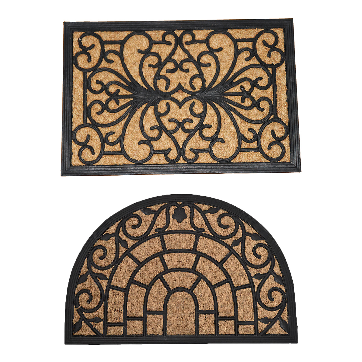 Homdkor Sheltered Front Door Mat Sally Natural Braided Coir Coco