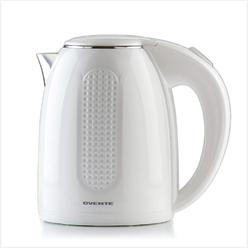 Ovente Portable Electric Kettle 1.7 Liter, Double Wall Insulated Stainless Steel BPA-Free Tea Maker Hot Water Boiler White KD64W