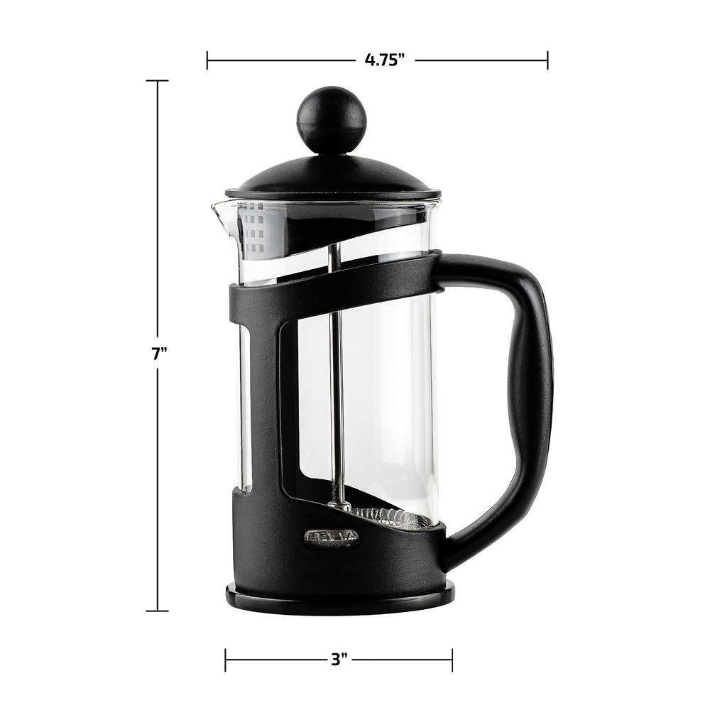 Ovente French Press Carafe Coffee 12 Ounce with Heat Resistant Glass 3 Filter Stainless Steel Plunger System, Black FPT12B