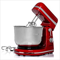 ovente sm880ri 3.7 quart 6-speed professional stand mixer, 7.45 lb, red