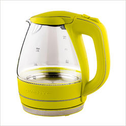 Ovente Portable Electric Glass Kettle 1.5L with Blue LED Light and Stainless Steel Base, Fast Heating Countertop Green KG83G