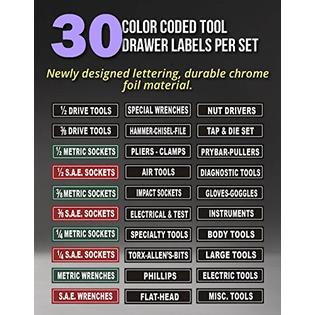 Steel Labels Chrome Foil Tool Box Decals, Label & organize your toolbox, never search a drawer ...