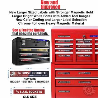 SteelLabels Ultimate Magnetic Toolbox Labels - Blue Edition